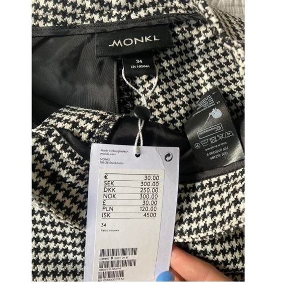 NWT ASOS Monki slim leg houndstooth/dogstooth black and white pants - Picture 3 of 4